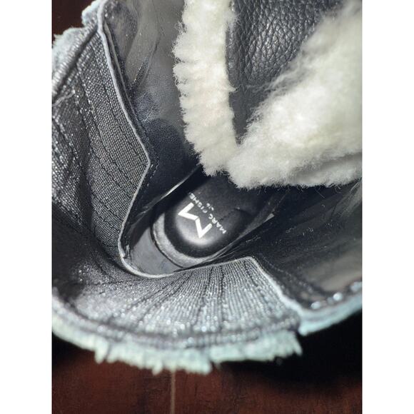 Marc Fisher Black Izzie Shearling Lace Up Lug Sole Winter Boots Size 8.5 - Picture 10 of 11